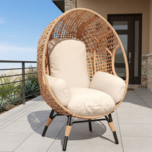 Rattan Outdoor Indoor Elegant Arc Back Hanging Egg Chair