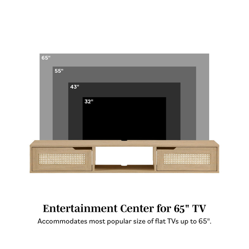Boho 2-Door Floating TV Stand for TVs up to 65” Living Room Walker Edison 