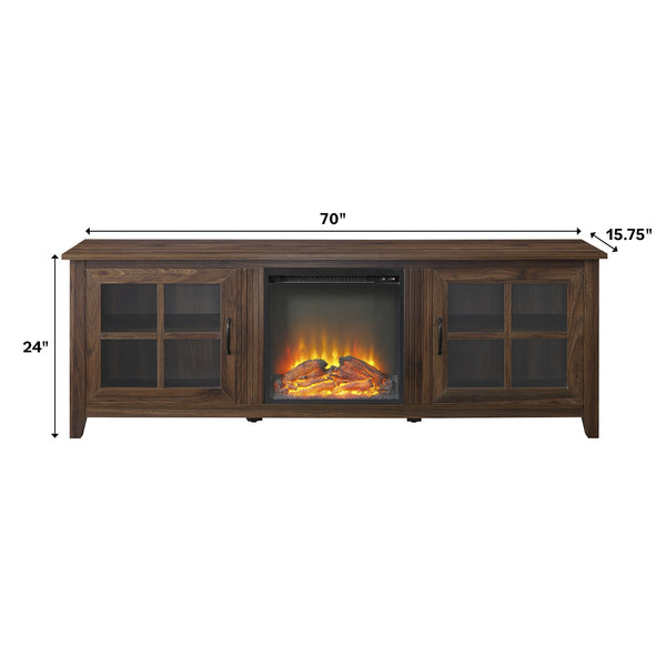 Simple Fireplace Console with Glass Doors Fireplace Walker Edison 