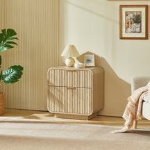 Modern Curve Design Fluted 2-Drawer Nightstand