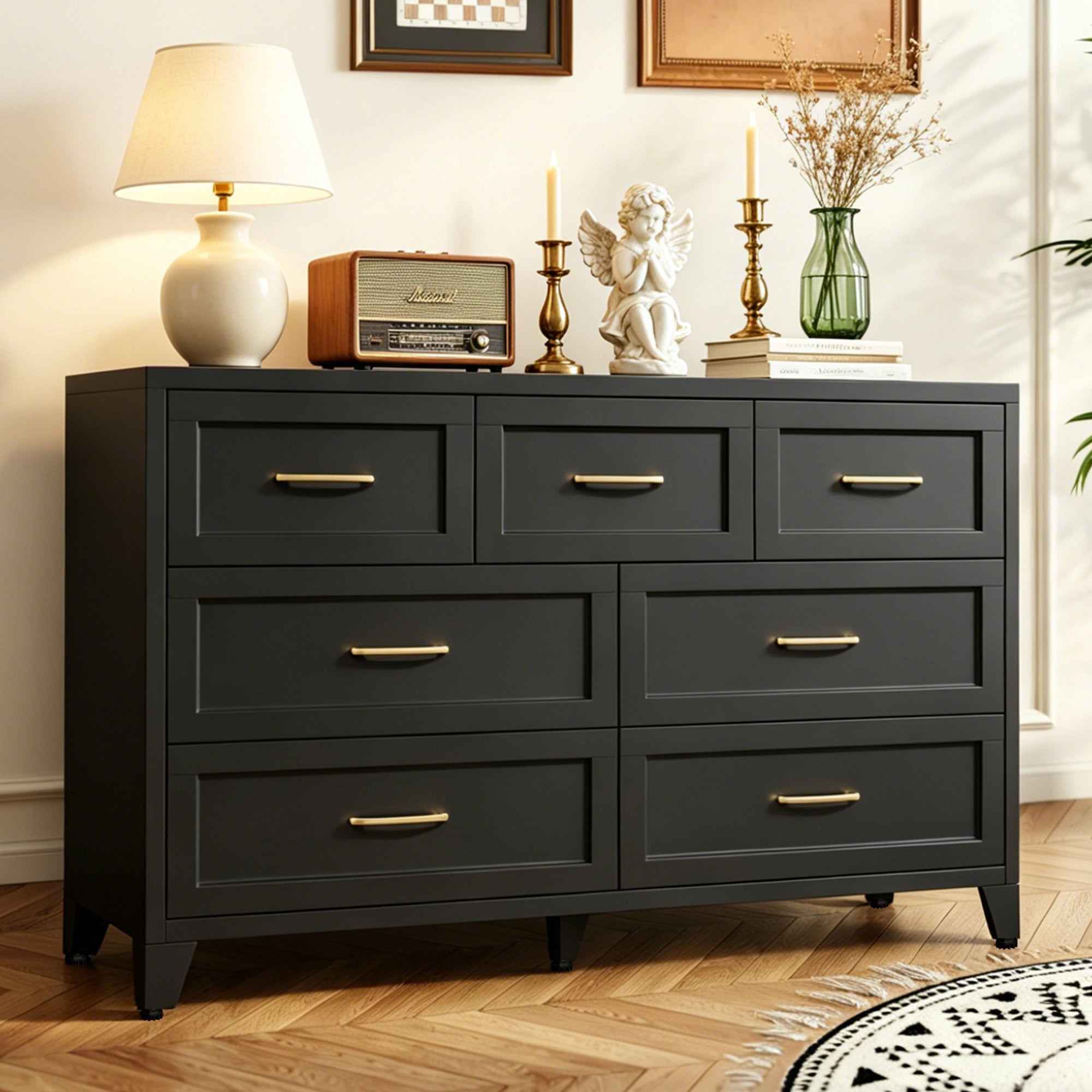 Wide Low-Profile 7-Drawer Dresser