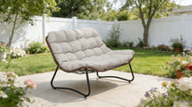 Outdoor Patio Papasan Loveseat Sofa with Luxury Thick Cushion