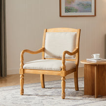 Traditional Upholstered Accent Chair with Turned Wood Spindle Legs