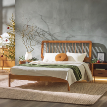 Cama Mid-Century Modern Solid Wood Spindle Bedframe