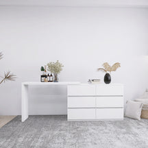 Extendable L-Shape 6 Drawer Dresser & Desk Vanity