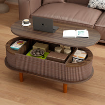 fluted walnut lift top coffee table in living room