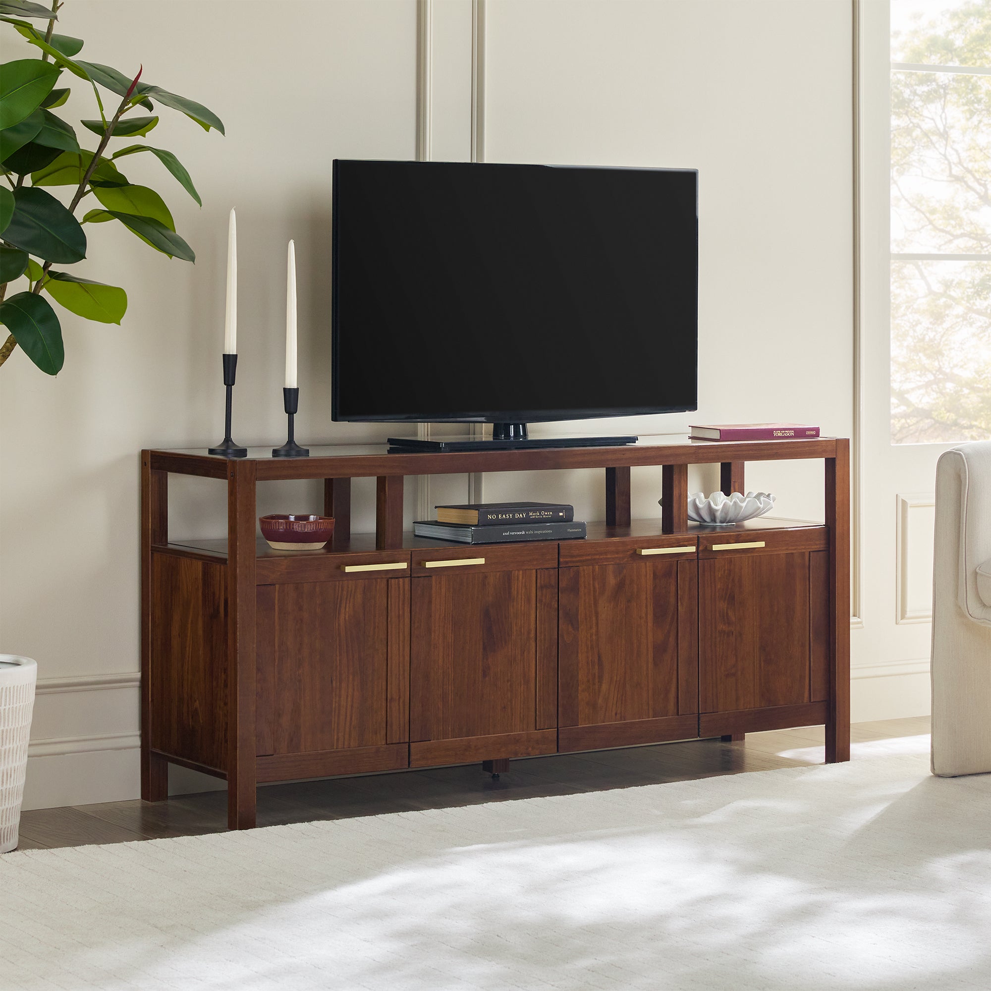 Isla Modern TV Stand with Glass Top – Walker Edison