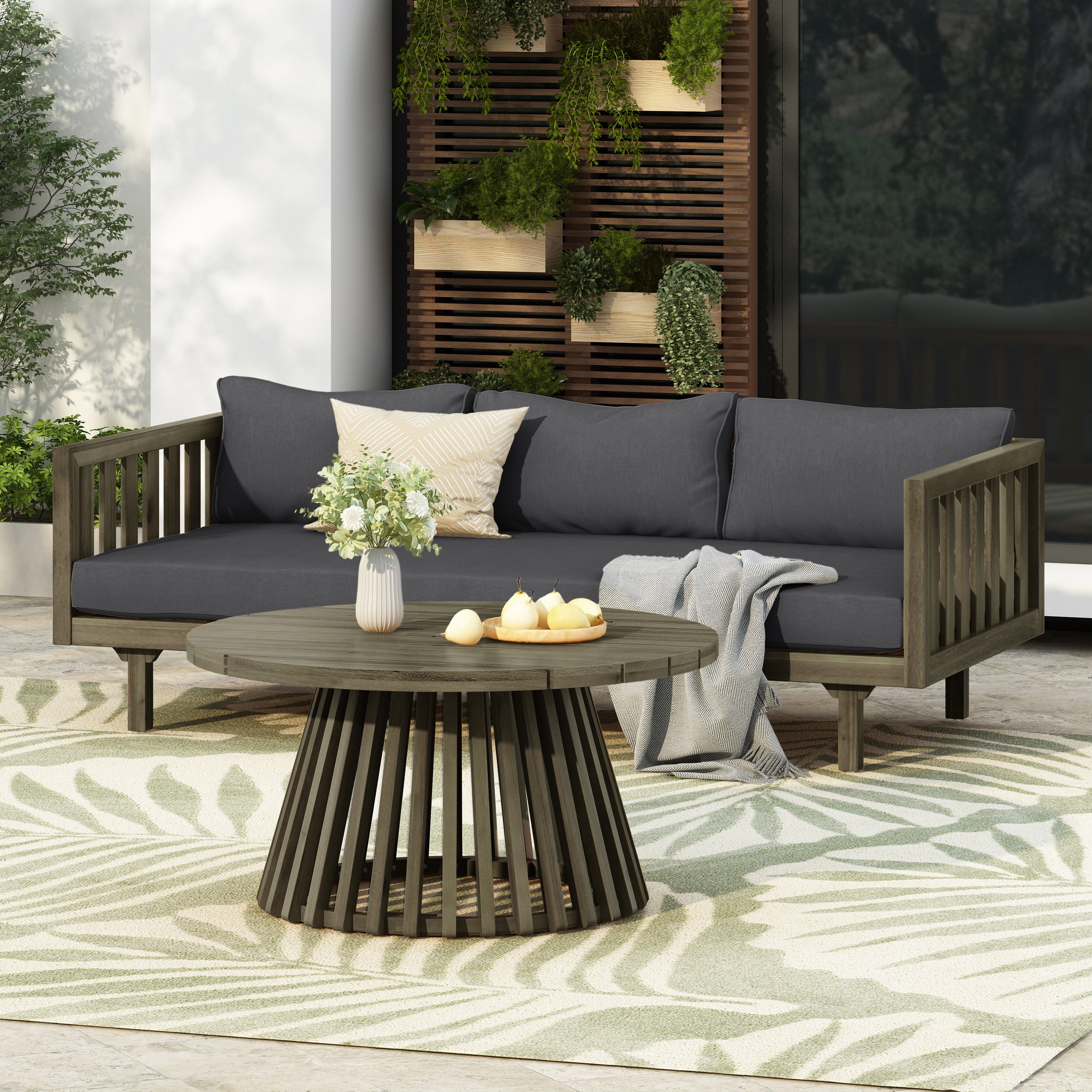 Acacia Wood Deep Seat Outdoor Daybed Set | Walker Edison