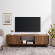 Mid-Century Modern 2-Door Reeded TV Stand Media Console Walker Edison 58" | color:Mocha | size:58"