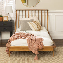 Spindle Wood Beds Bedroom Walker Edison Twin Caramel