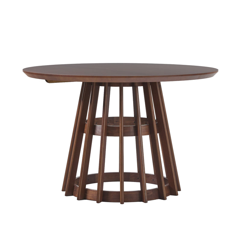 48" Round Solid Wood Dining Table with Slatted Base Walker Edison 