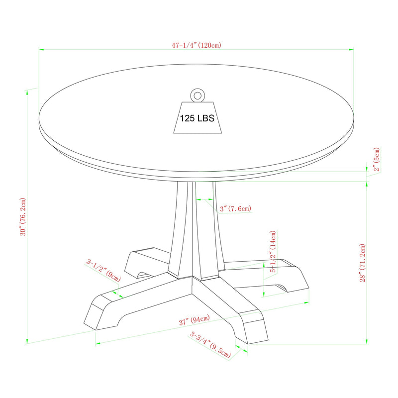 48" Round Dining Table with Pedestal Base Living Room Walker Edison 
