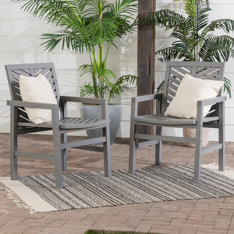 Vincent Patio Wood Chairs, Set of 2 Outdoor Walker Edison Grey 