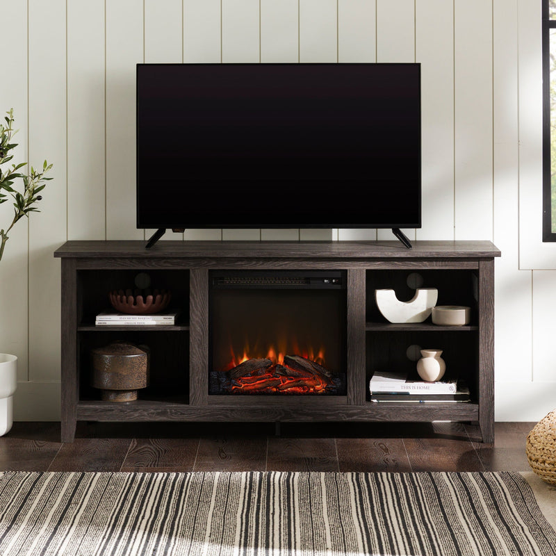 Essential 58" Fireplace TV Console Living Room Walker Edison Charcoal 