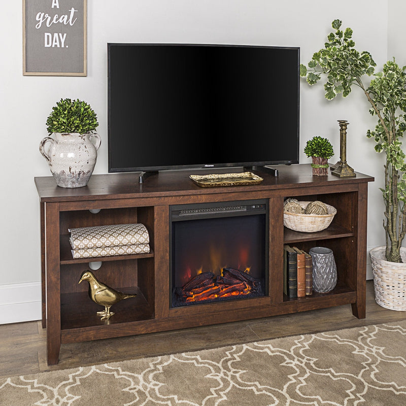 Essential Fireplace TV Stand Fireplace Walker Edison 58" Traditional Brown 