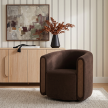 Chantelle Modern Upholstered Swivel Barrel Accent Chair