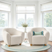 Linley Contemporary Bouclé Upholstered Small Accent Chairs, Set of 2