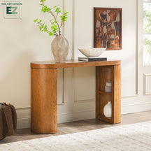 Maya 48" Modern Easy Assembly Oak Wood Veneer Console Entry Table with Storage