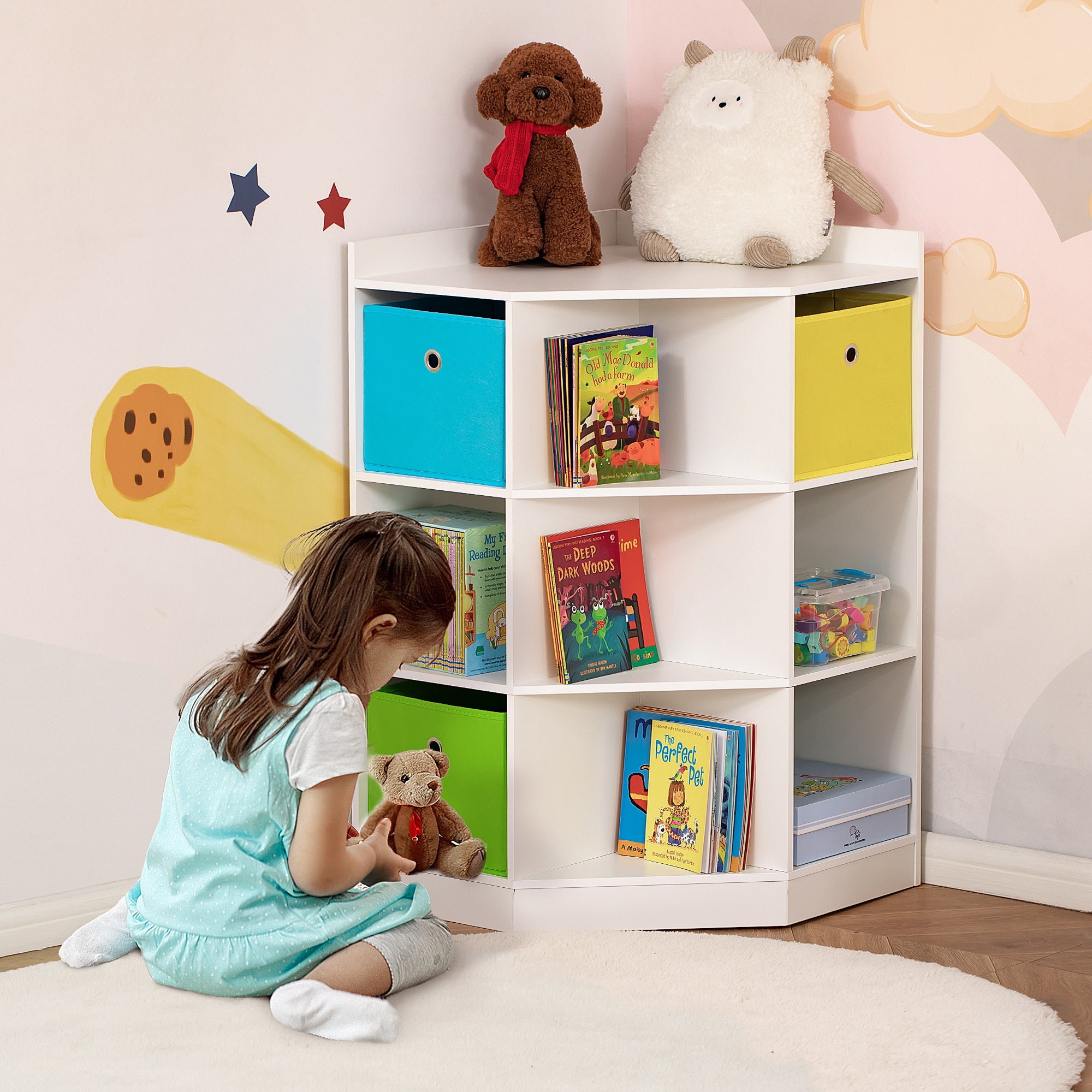 Walker Edison Kids Corner Cubby Storage Cabinet - Main Image