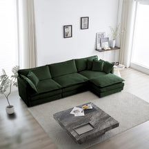 Walker Edison | Chenille Modular Cloud Couch with L-Shaped Sectional and Ottoman
