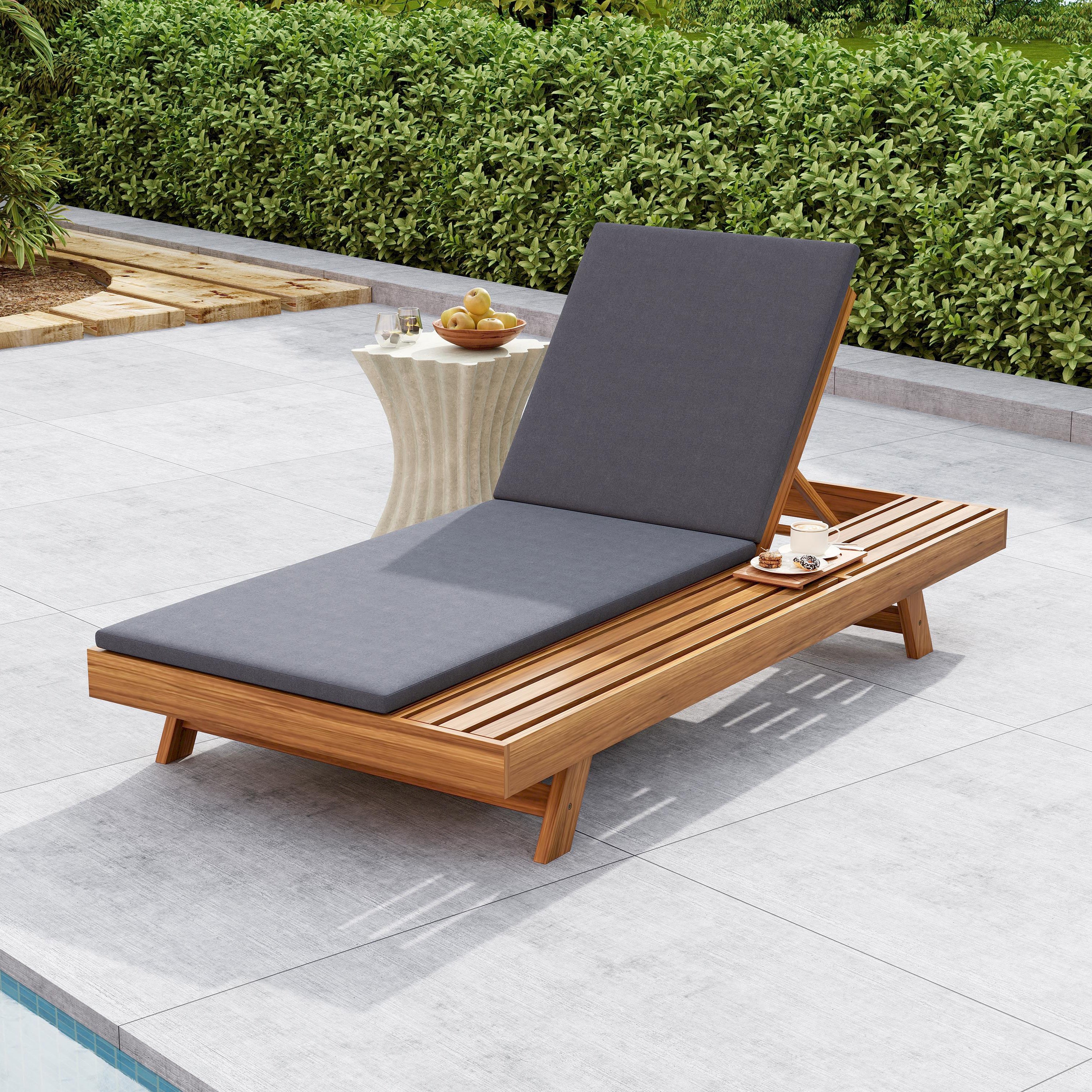 Addisyn - Chaise Lounge in legno per esterni, 2 pezzi, finitura teak
