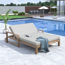 Walker Edison | TREXM 1-Piece Farmhouse-styled Wooden Outdoor Sunbed for Ultimate Relaxation Outdoor Daybed Seating 2 People for Poolside, Garden and Backyard (Grey)