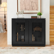 Mid Century Modern Fluted Entryway Storage Cabinet