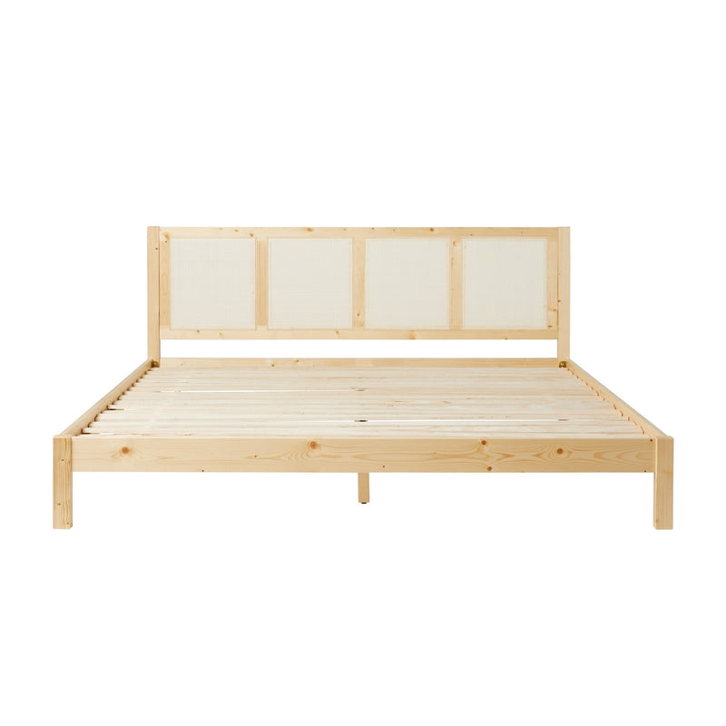 Yasmina Solid Wood Rattan Paneled Platform Bed (Queen or King) Bedroom Walker Edison 