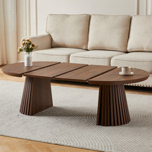 Fluted Design Extendable Wooden Curve Coffee Table