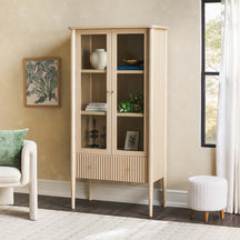 Samantha Modern Fluted Glass Cabinet Bookshelf