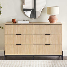 Paris Modern Scandinavian Reeded Collection (Nightstand or Dresser) Bedroom Walker Edison Dresser Coastal Oak