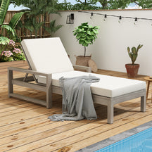 Outdoor Lounge Chair with Cushion & Adjustable Backrest
