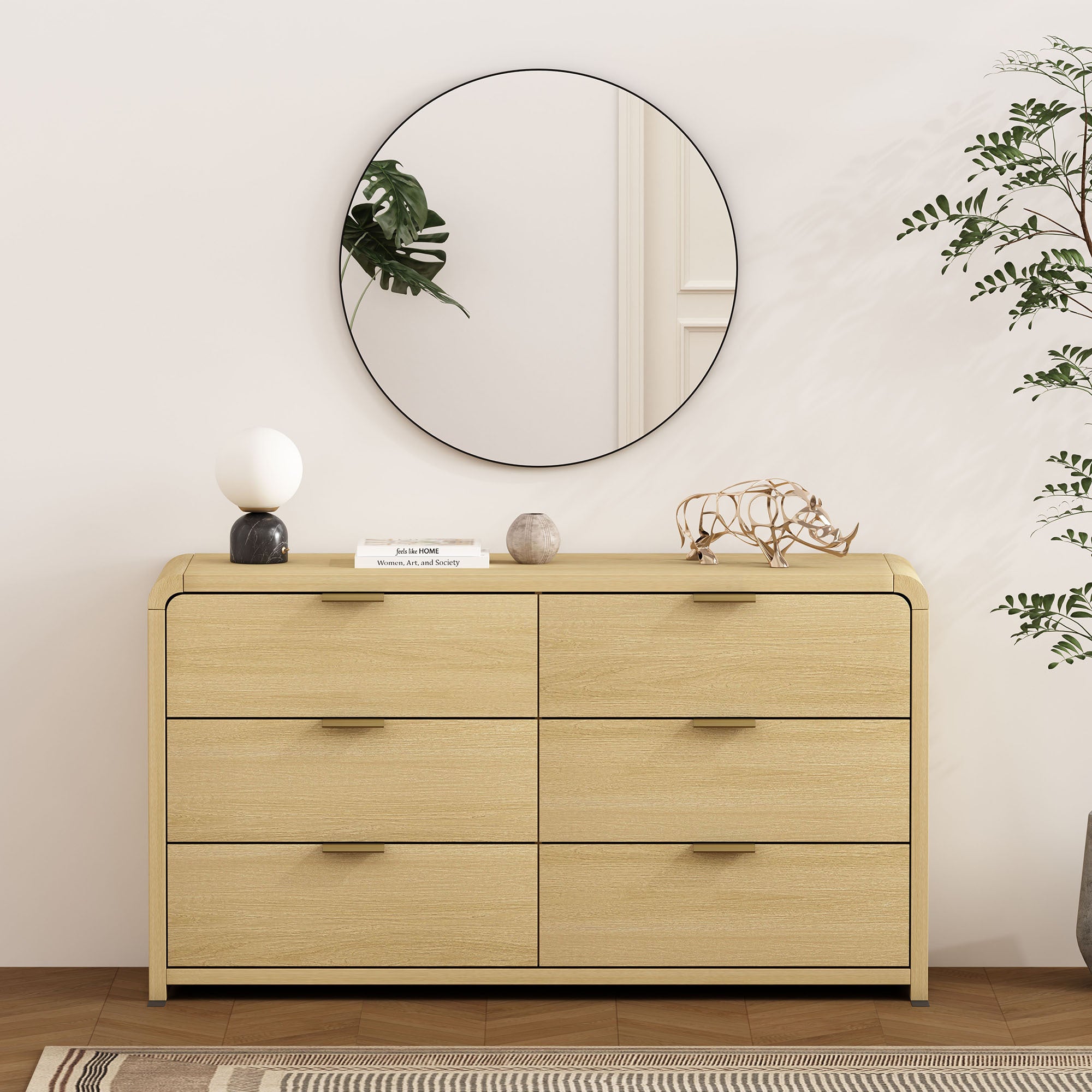 Minimalist Curve Design 6 Drawer Dresser – Walker Edison