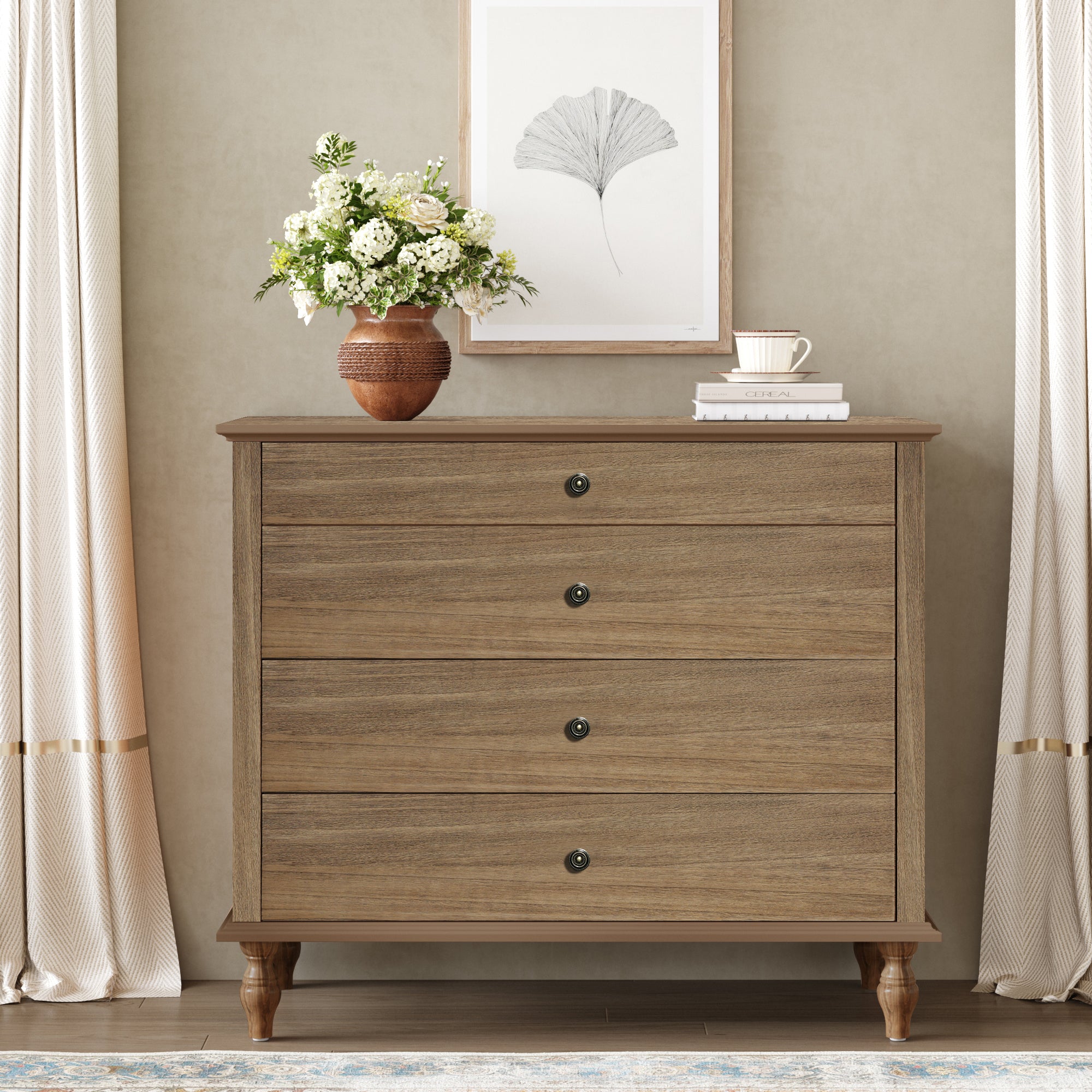 Classic Modern Wide 4-Drawer Chest Dresser – Walker Edison