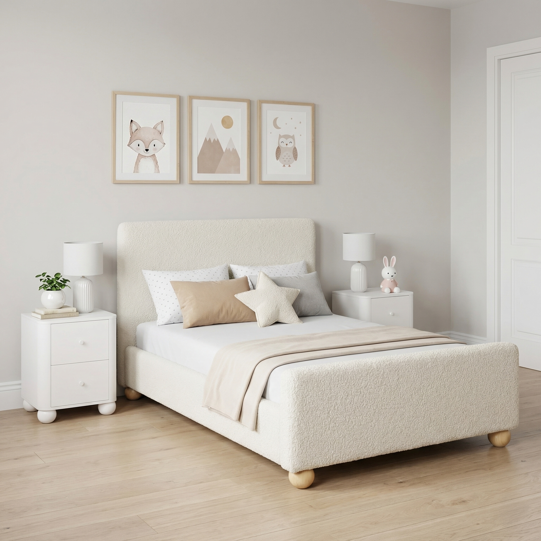 Linley Modern Upholstered Bouclé Twin Bed | Walker Edison