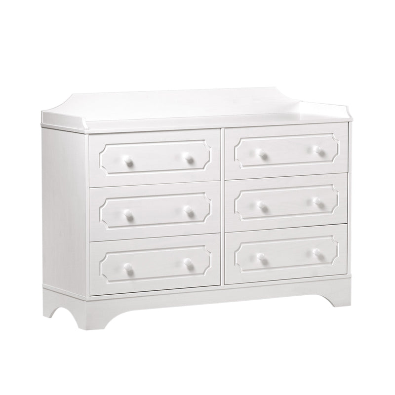Solid Wood Detailed Dresser with Gallery Living Room Walker Edison White 