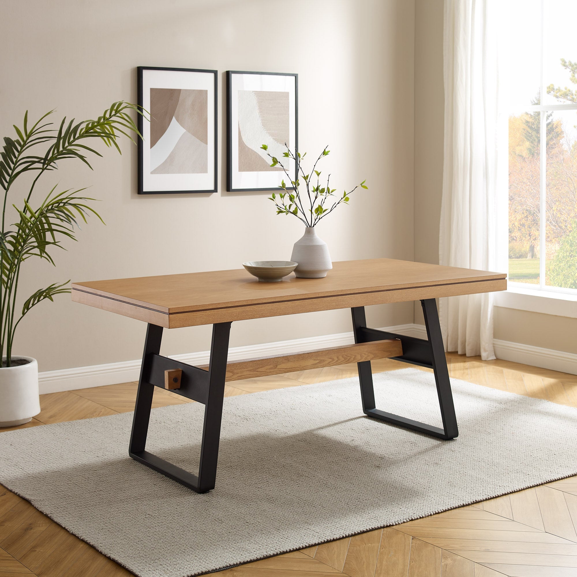 Brickell Modern Industrial Bridge-Leg Dining Table & Desk – Walker