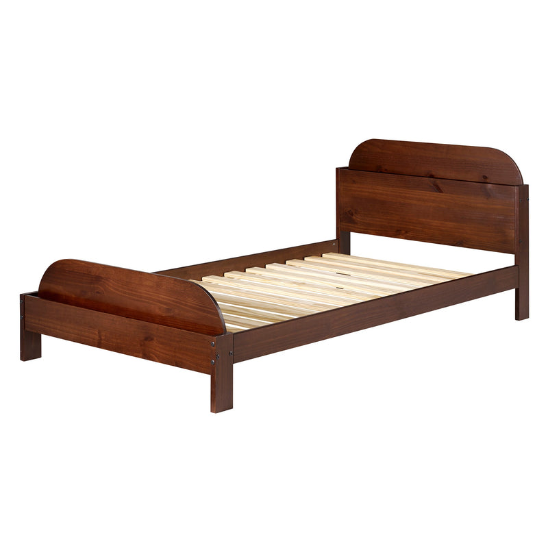 Solid Wood Twin Bookcase Bed Beds & Bed Frames Walker Edison Walnut 