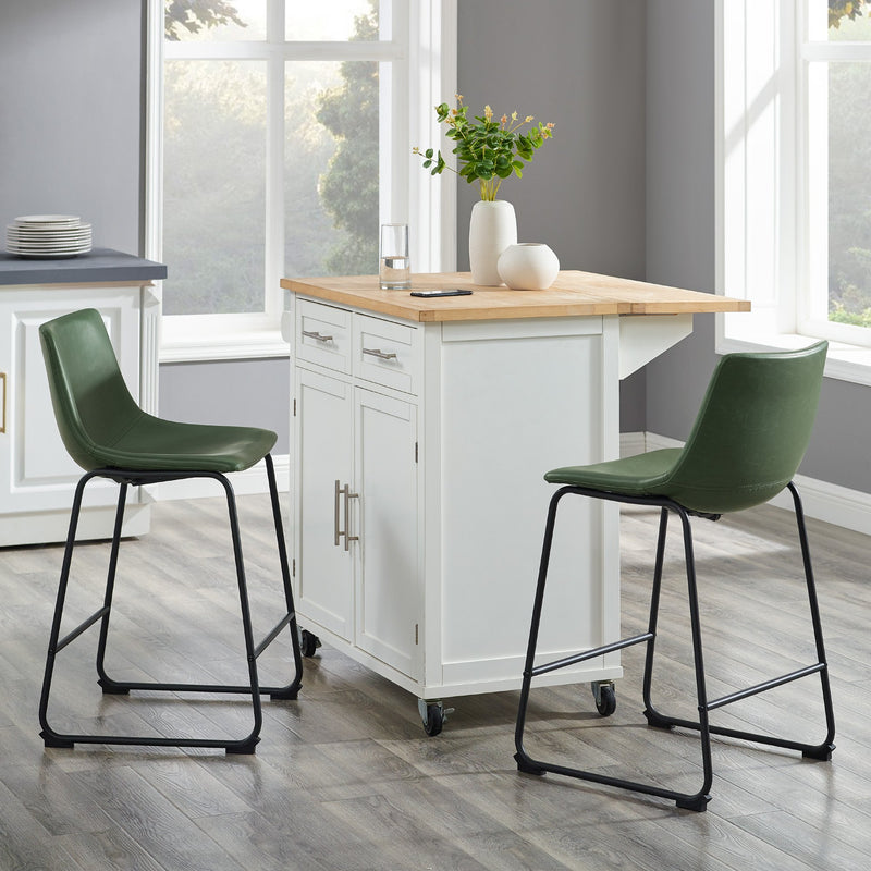 Faux Leather Counter Stools Dining Room Walker Edison Green 