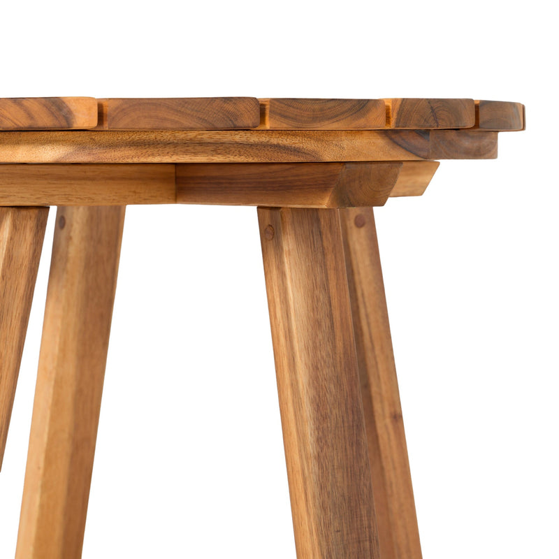 Modern Solid Wood Slat-Top Outdoor Round Side Table Living Room Walker Edison 