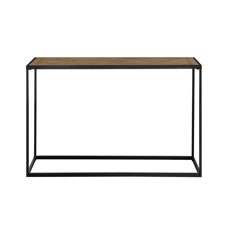 Modern Metal Box-Frame Console Table with Parquet Top Walker Edison 