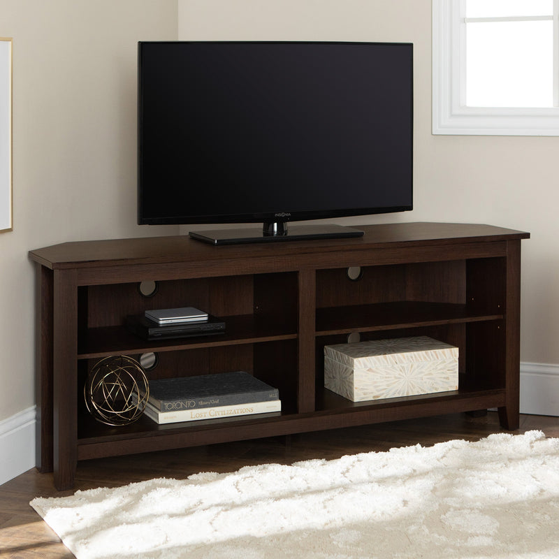 Modern 58 Corner TV Stand | Corner TV Console | Corner Stand TV - Easy Assembly, Transitional Style