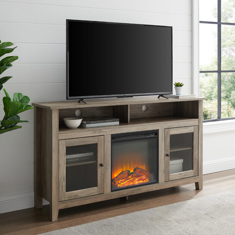 Wasatch 58" Transitional Fireplace Glass Wood TV Stand Living Room Walker Edison 