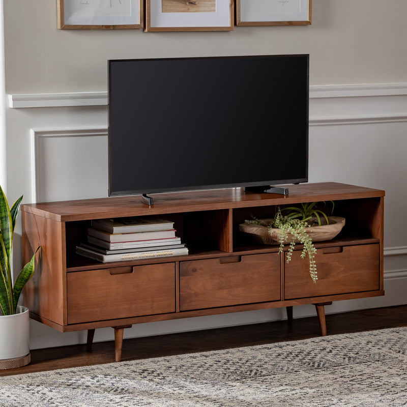 Ivy 3-Drawer Solid Wood TV Console Living Room Walker Edison 