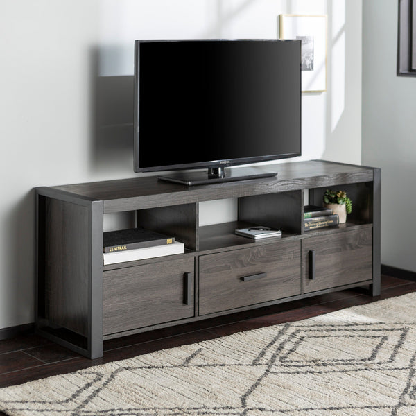 Industrial TV Stand Living Room Walker Edison Charcoal 