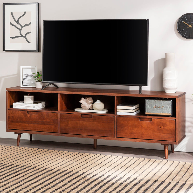 Ivy 70" 3 Drawer Solid Wood TV Stand Living Room Walker Edison 