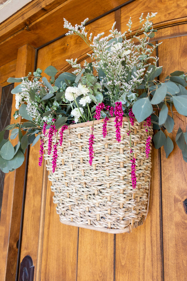 DIY Front Door Floral Basket Wreath