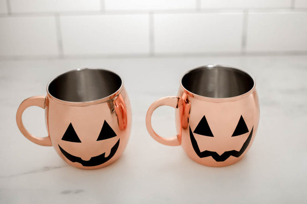 Jack-O'-Lantern Copper Mugs