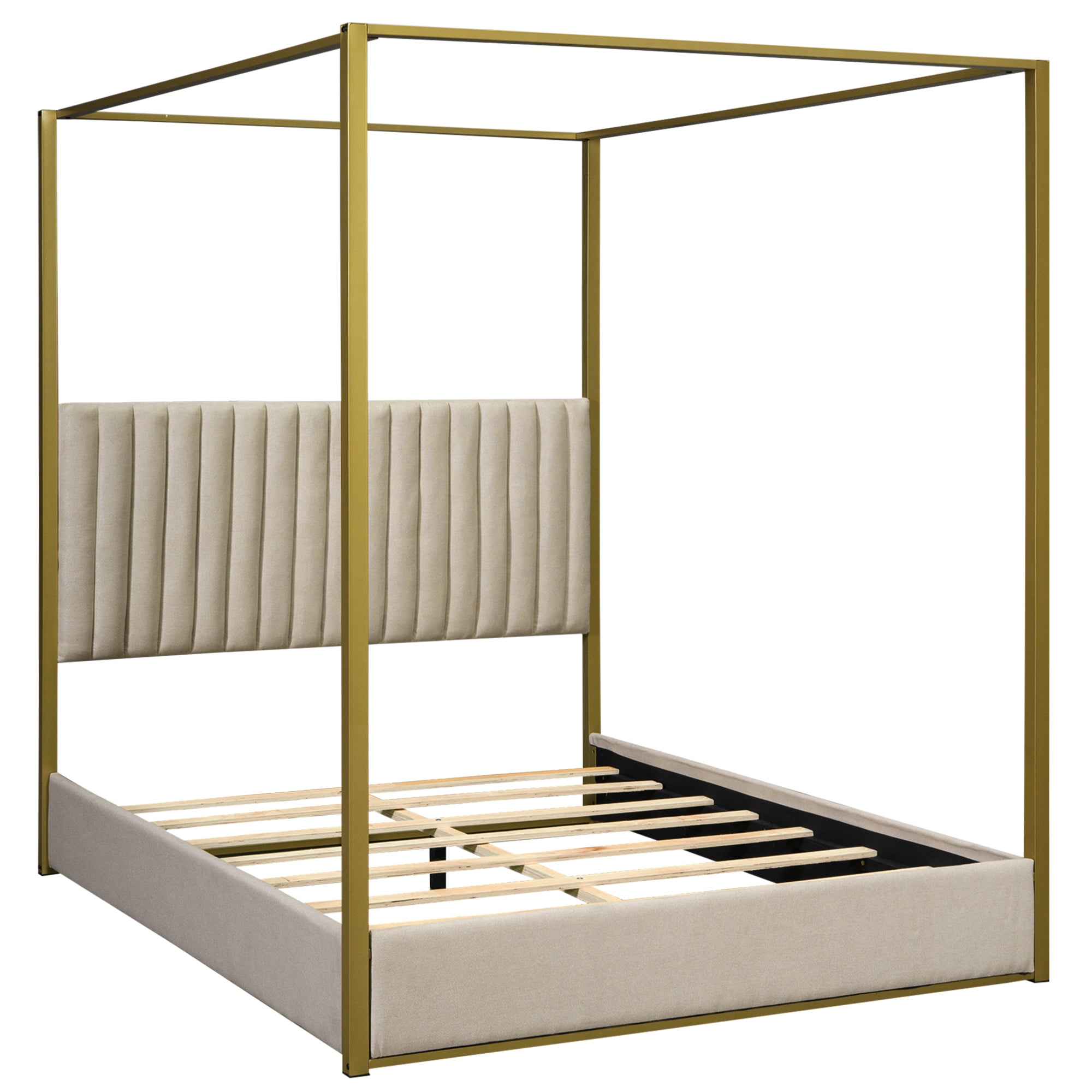 Walker Edison Queen Size Upholstery Canopy Platform Bed