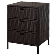 Outdoor Patio Wicker 3 Drawer Side Table for Storage